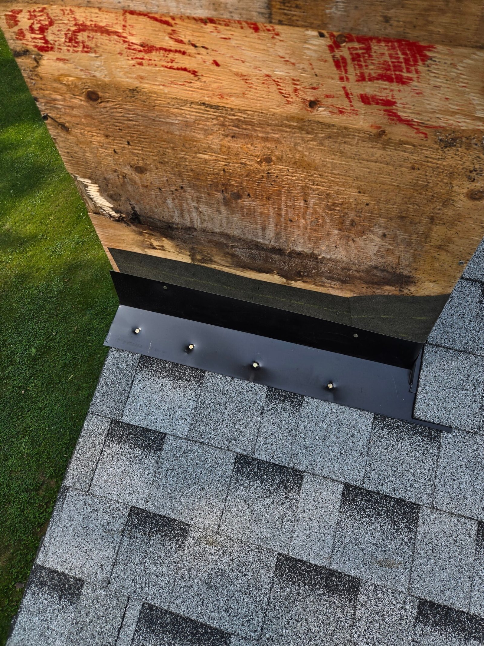 Roof repair preparation near chimney